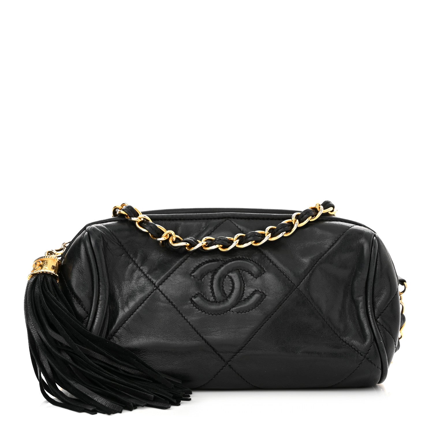Chanel Lambskin Quilted Small Tassel Camera Case Black 1 of 11