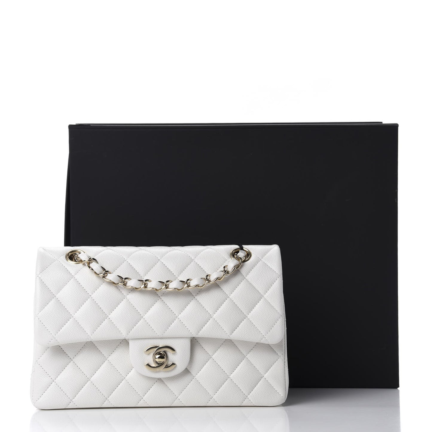 Caviar Quilted Small Double Flap White