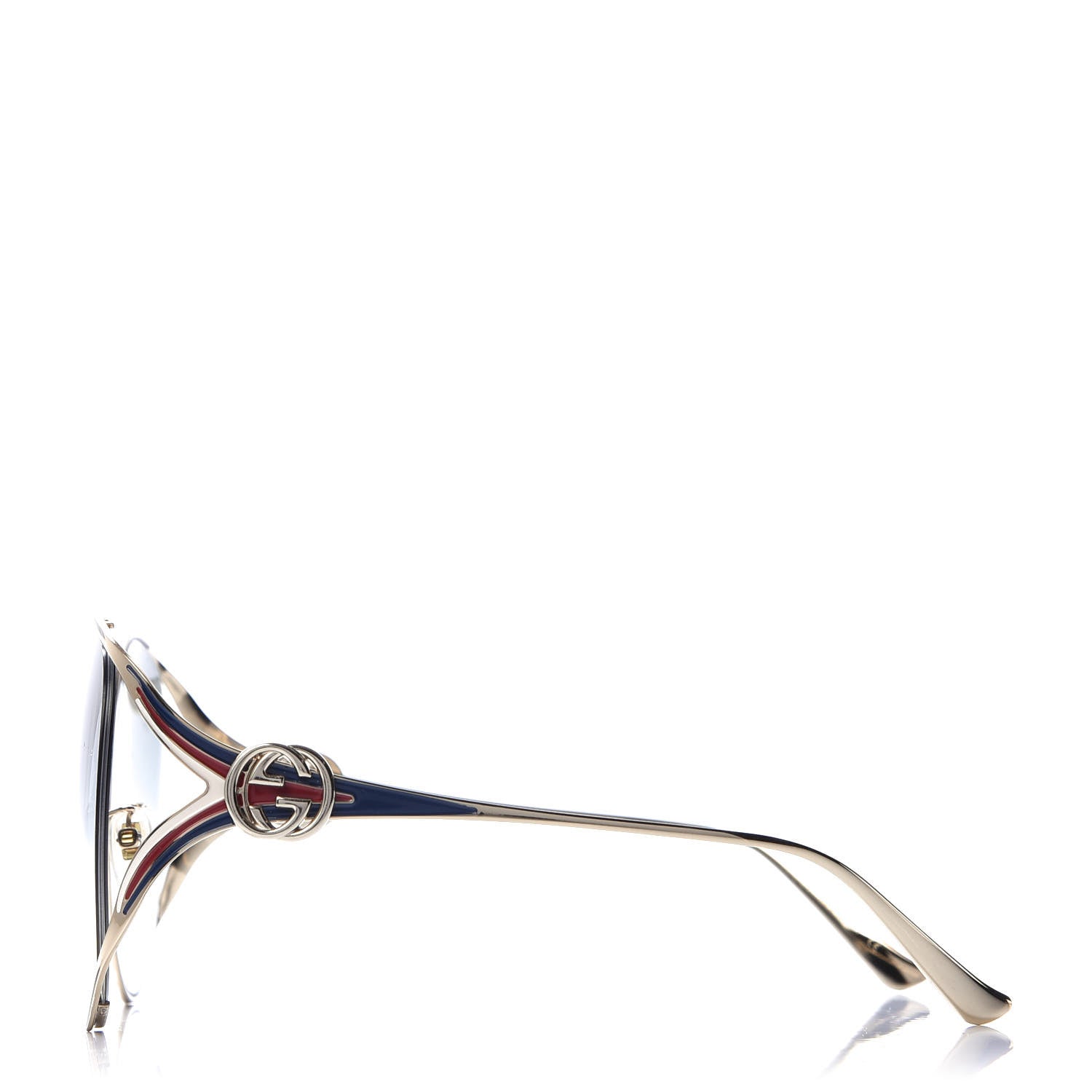 Gucci Metal Oversized Round Frame GG0225S Sunglasses Gold 3 of 7