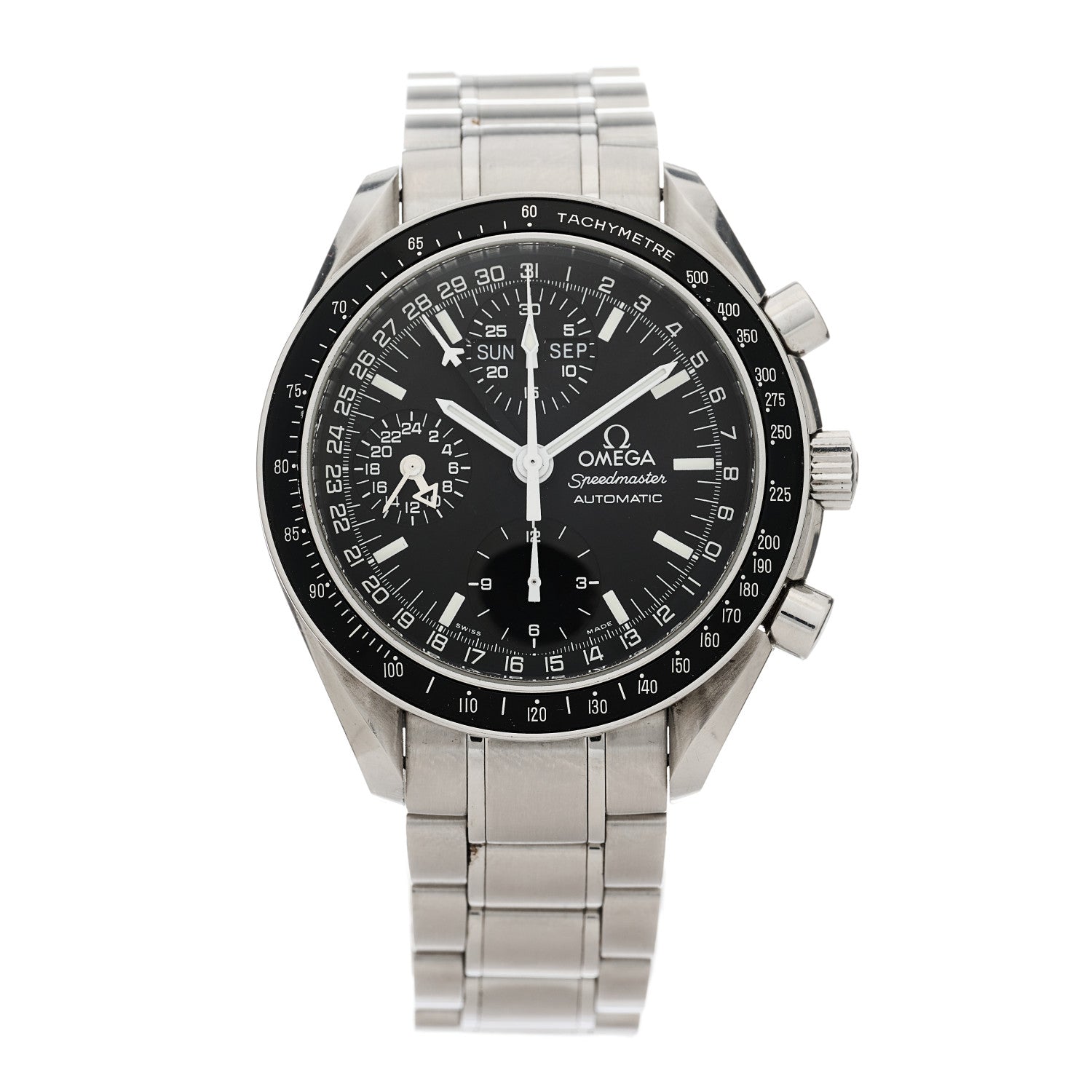Omega Stainless Steel 39mm Speedmaster Day-Date Chronograph Automatic Watch Black 3520.50 1 of 4