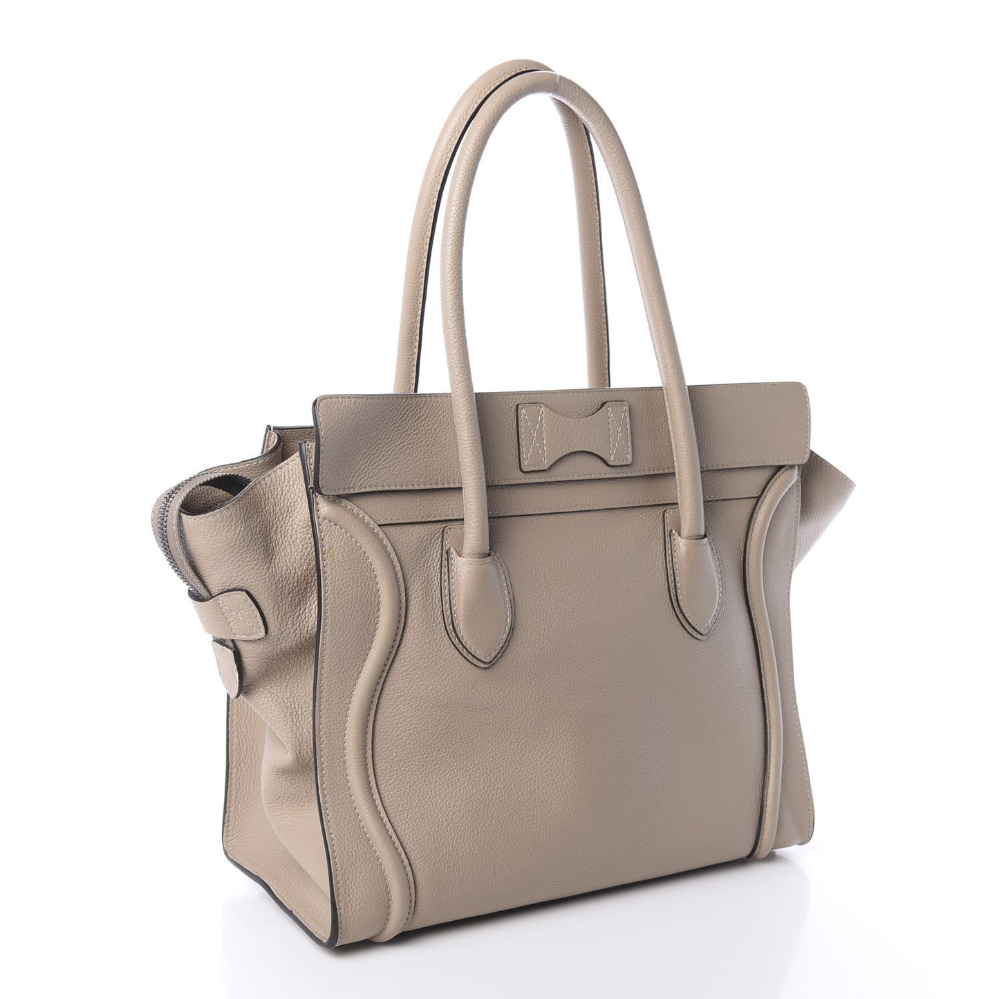 Drummed Calfskin Shoulder Luggage Dune