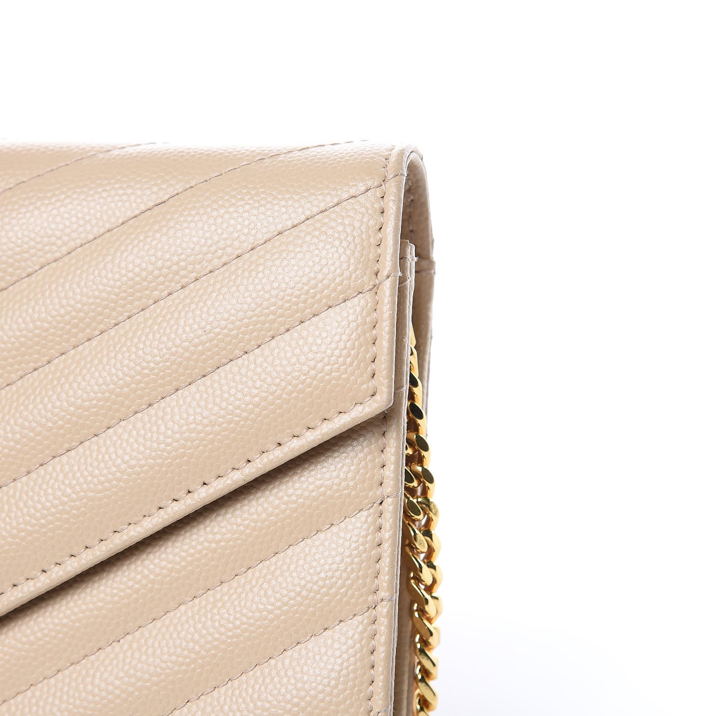 Grain De Poudre Matelasse Chevron Monogram Envelope Chain Wallet Nude Powder