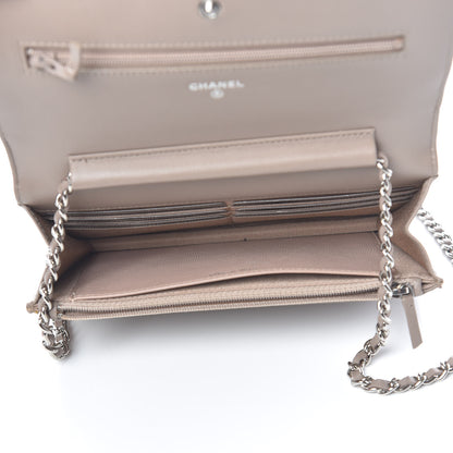 Chanel Lambskin Quilted Wallet on Chain WOC Taupe 5 of 15