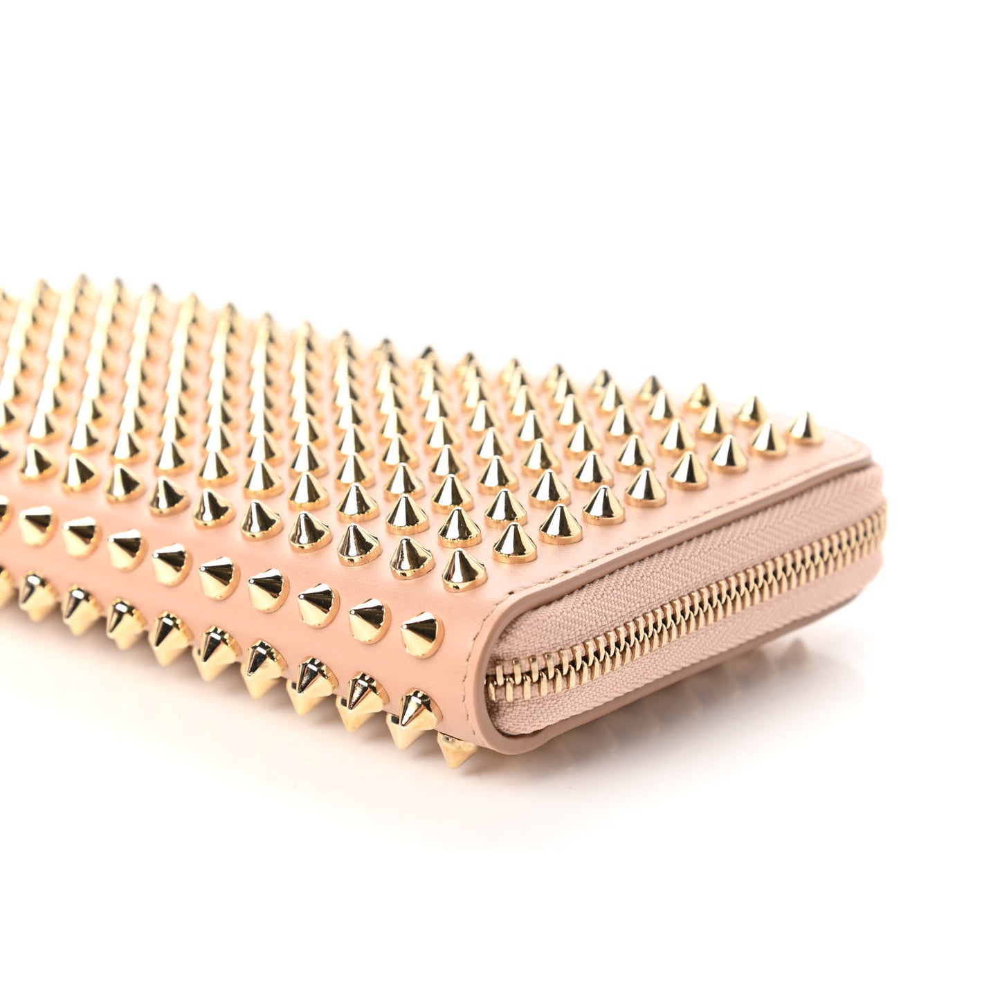 Calfskin Panettone Spiked Zip Around Wallet Dune