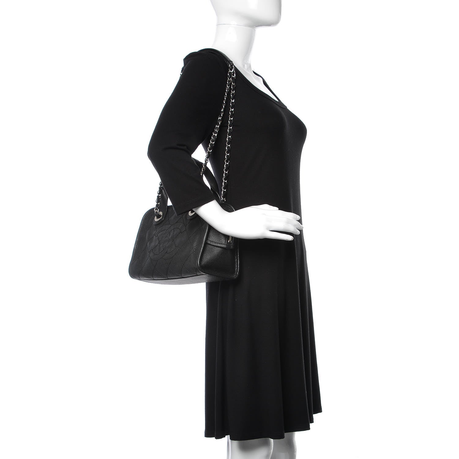 Chanel Caviar Quilted Small Deauville Bowling Bag Black 2 of 16