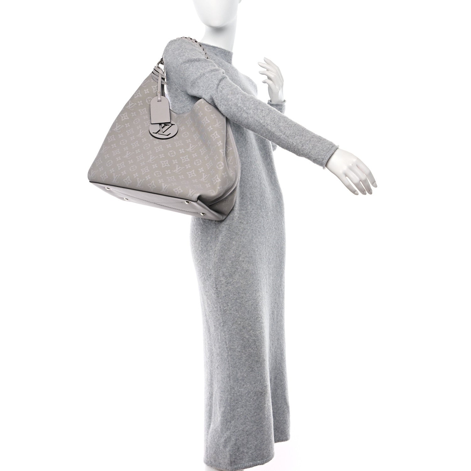 Louis Vuitton Reverse Mahina Carmel Hobo Gris Souris Gray 2 of 8