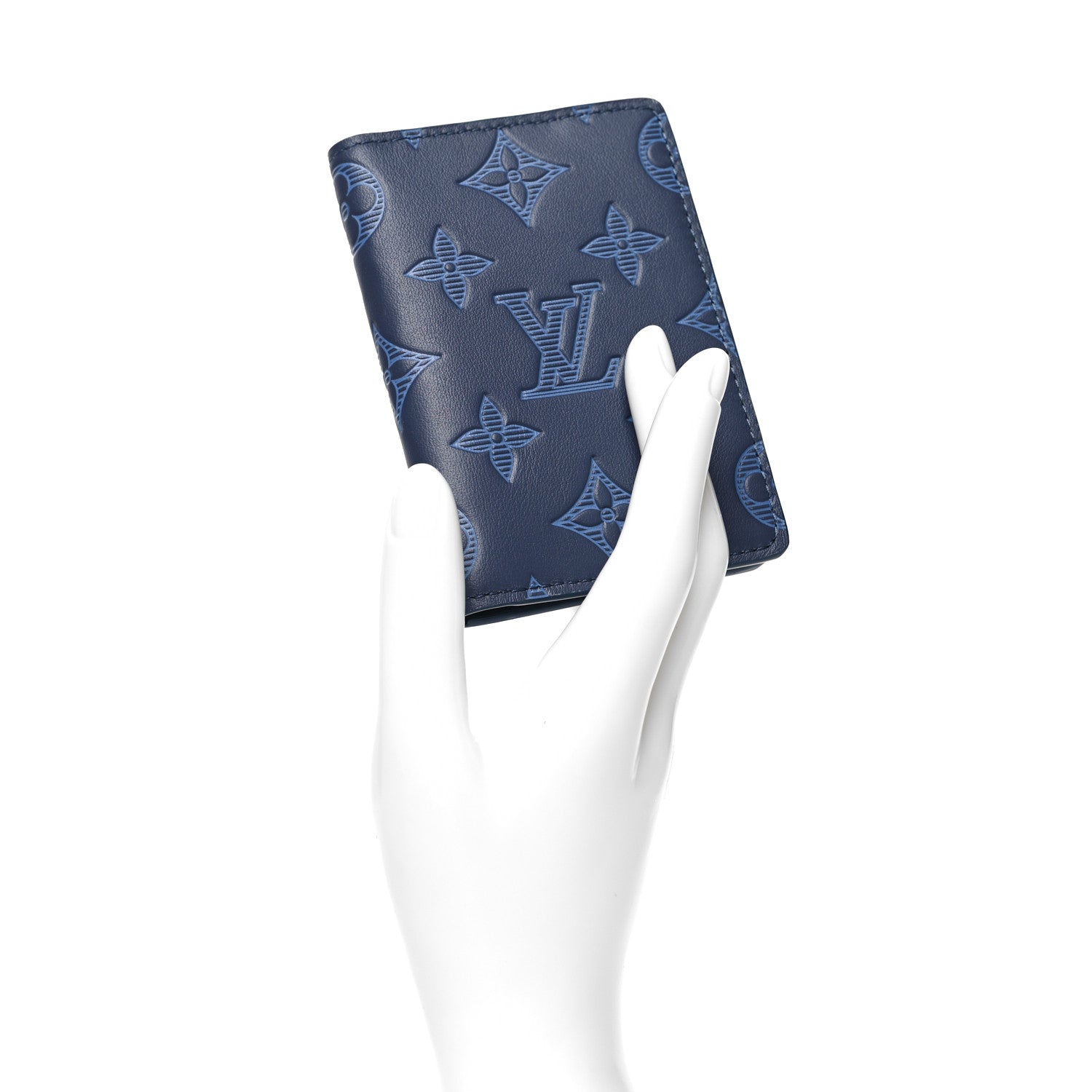 Louis Vuitton Calfskin Monogram Shadow Pocket Organizer Blue 2 of 8