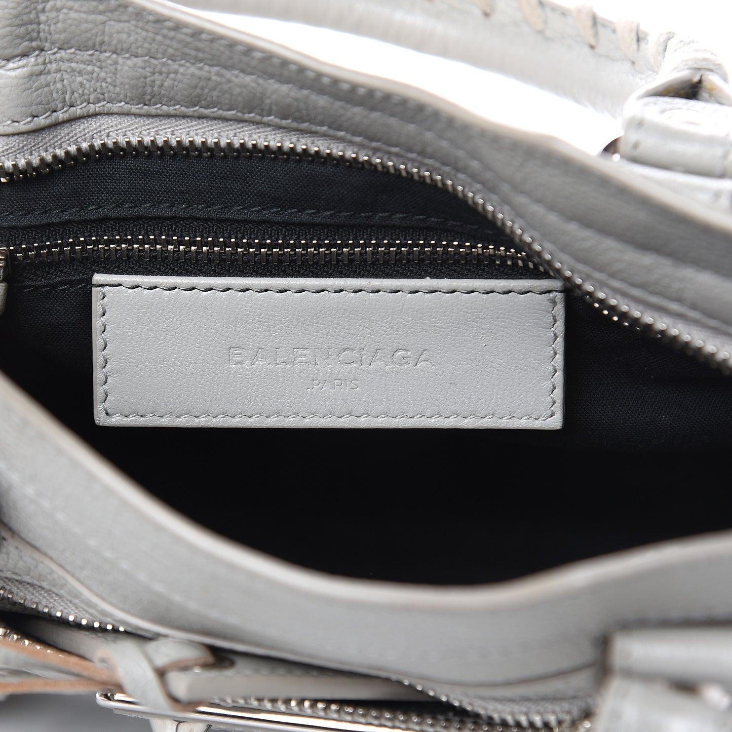 Chevre Silver Metallic Edge Hardware Mini City Gris Glace