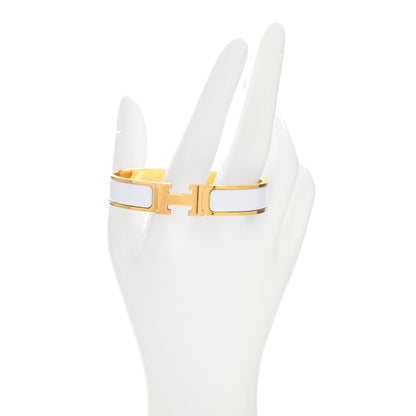Hermes Enamel Narrow Clic Clac H Bracelet GM White 2 of 4