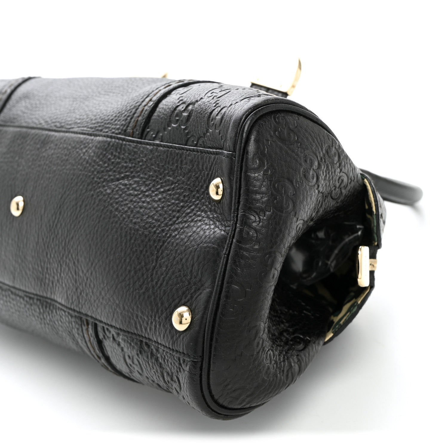 Gucci Calfskin Guccissima Signoria Bowler Bag Black 10 of 11