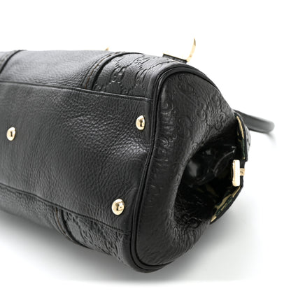 Gucci Calfskin Guccissima Signoria Bowler Bag Black 10 of 11