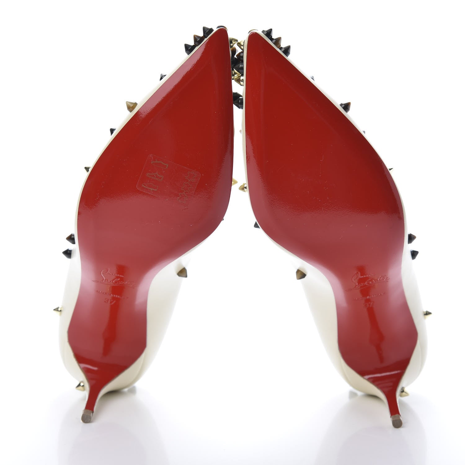 Christian Louboutin Kid Degraspike 70 Pumps 37 White Ivory Pop Corn 5 of 7