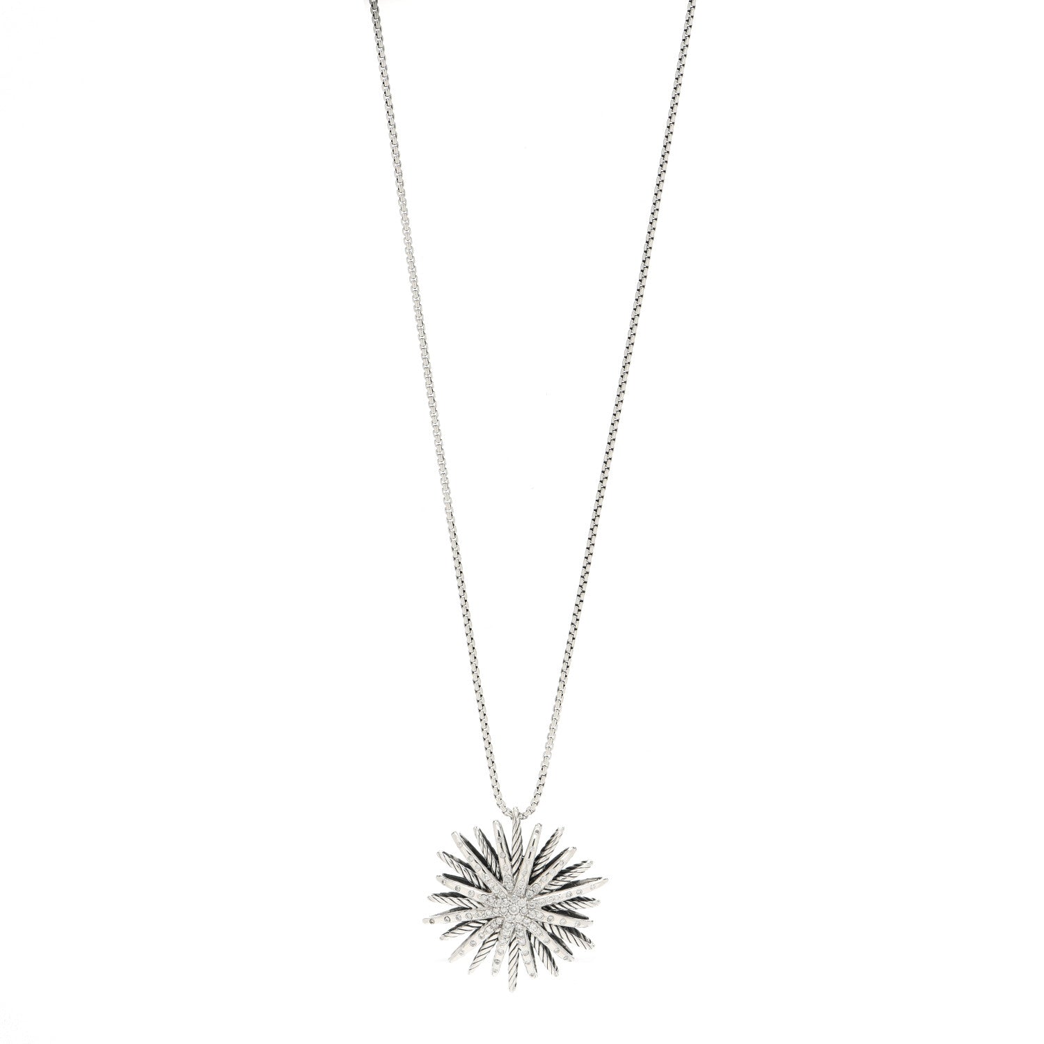 David Yurman Sterling Silver Diamond Large Starburst Pendant Necklace 1 of 4