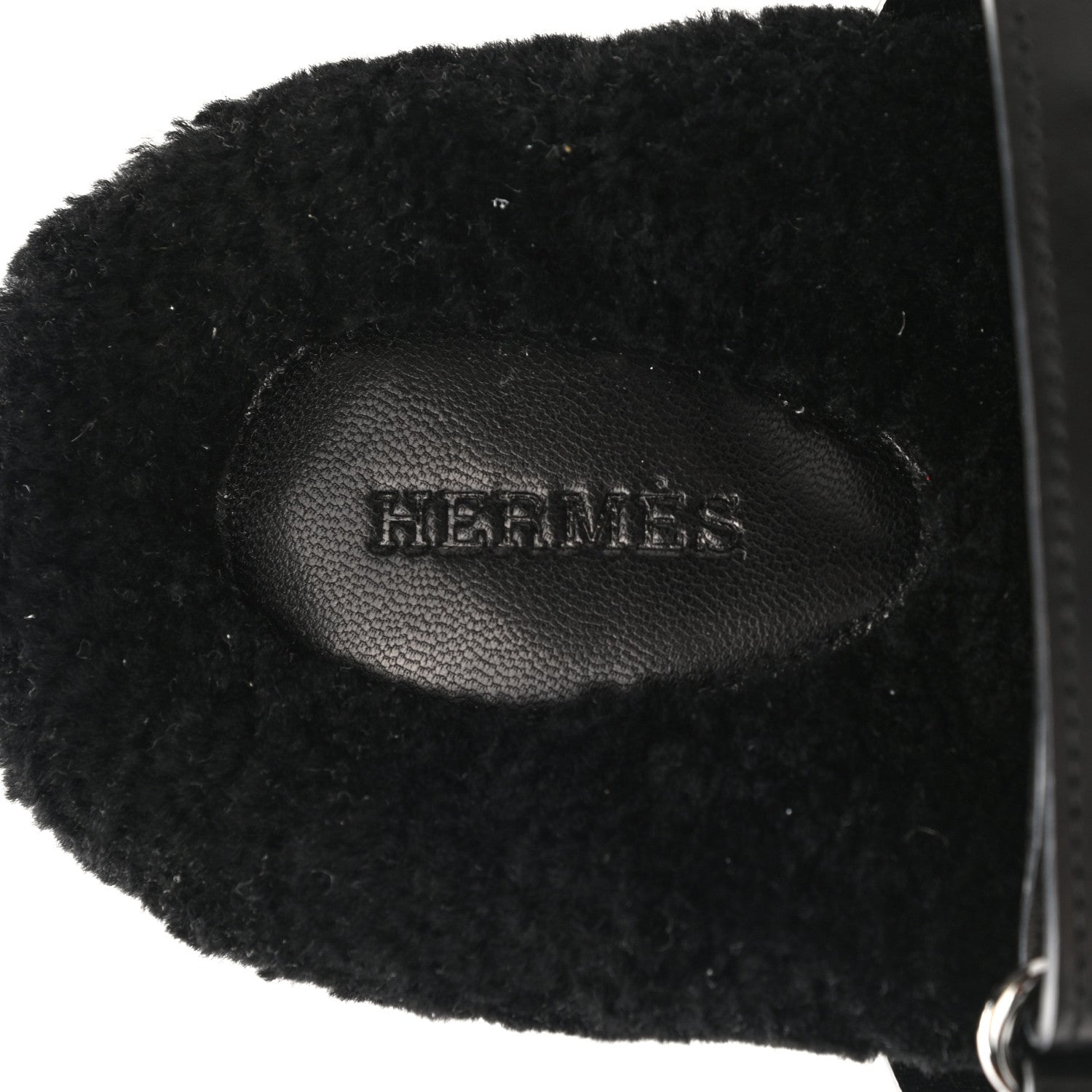 Hermes Calfskin Woolskin Womens Chypre Sandals 38 Black 7 of 9