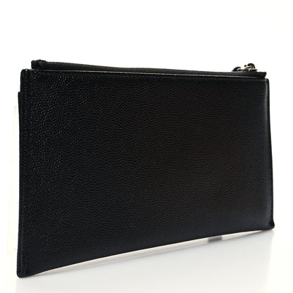 Chanel Caviar CC Classic Zip Pouch Black Blue Green 3 of 10