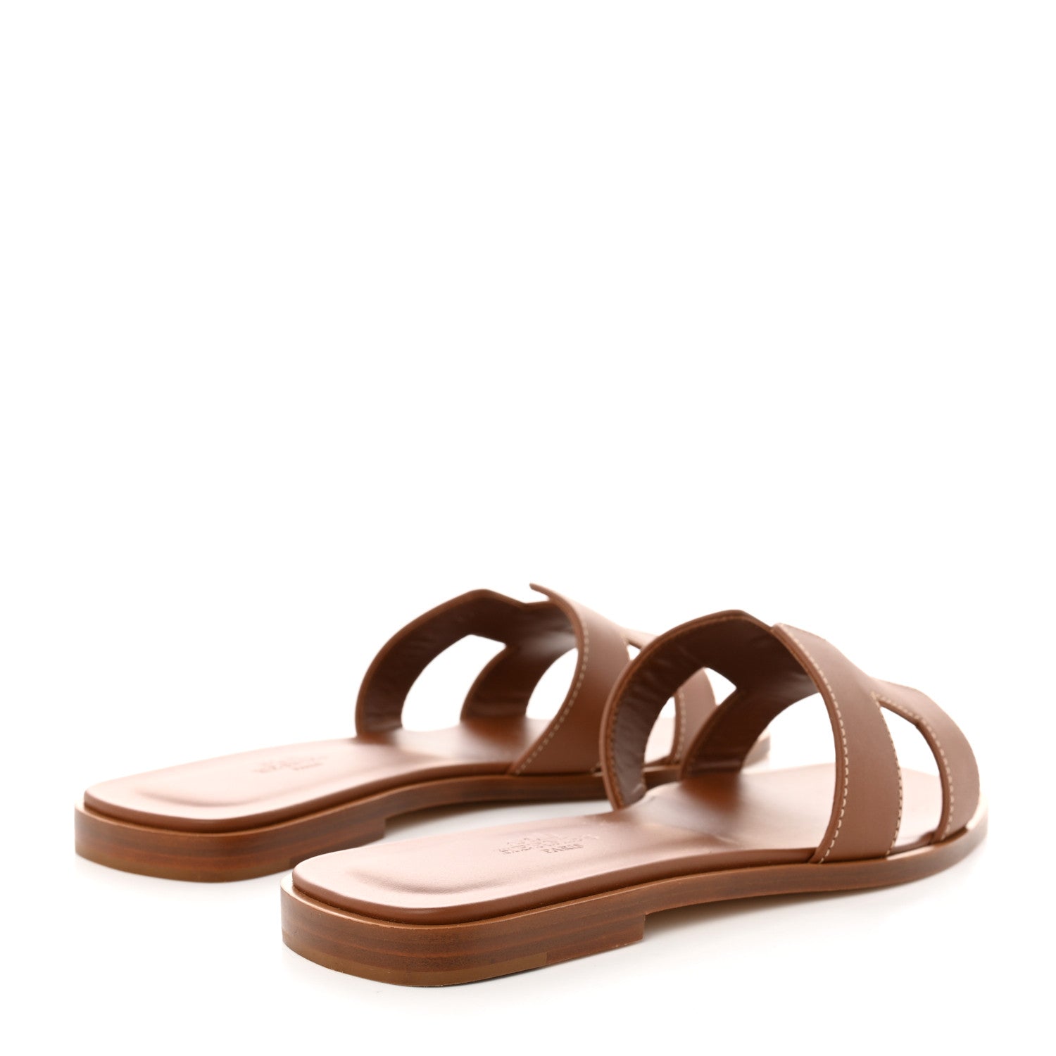 Hermes Box Calfskin Oran Sandals 37 Gold 4 of 9
