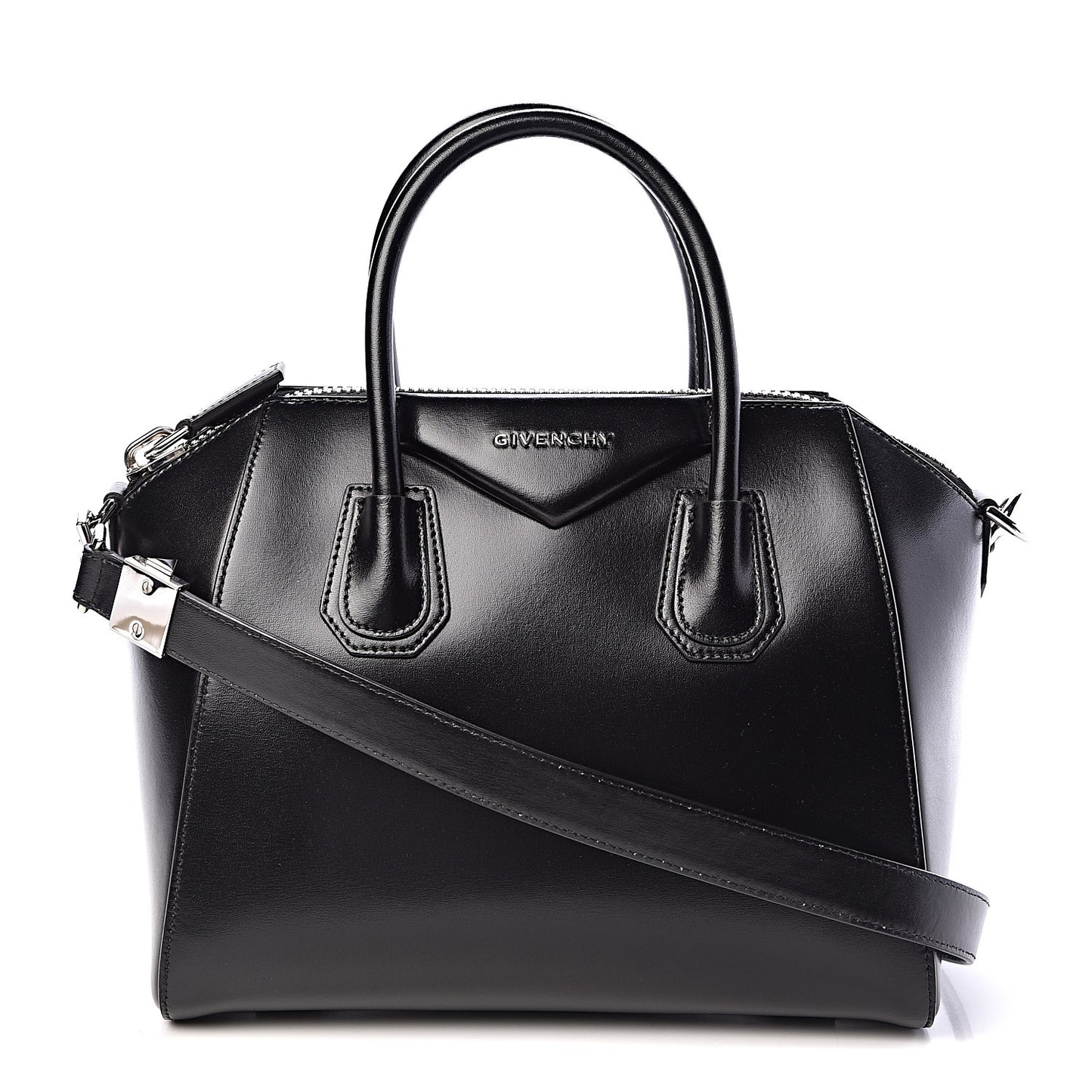 Shiny Lord Calfskin Small Antigona Black