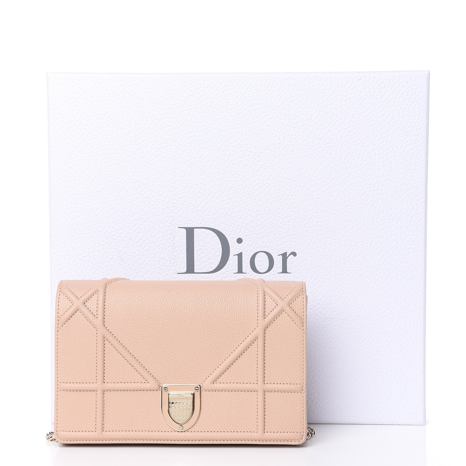 Christian Dior Grained Calfskin Diorama Wallet on Chain Pouch Nude 10 of 10