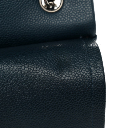 Chanel Metallic Caviar Quilted Jumbo Double Flap Dark Blue 11 of 13