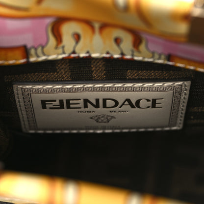 Fendi X VERSACE Calfskin Plexiglass Fendace FF Baroque Mini Fendi Sunshine Shopper Tote Gold Rosa White Ice Ciad 6 of 10