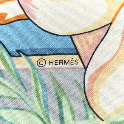 Hermes Silk Aloha Rectangle Scarf Bleu Vert Amande Rose 3 of 6