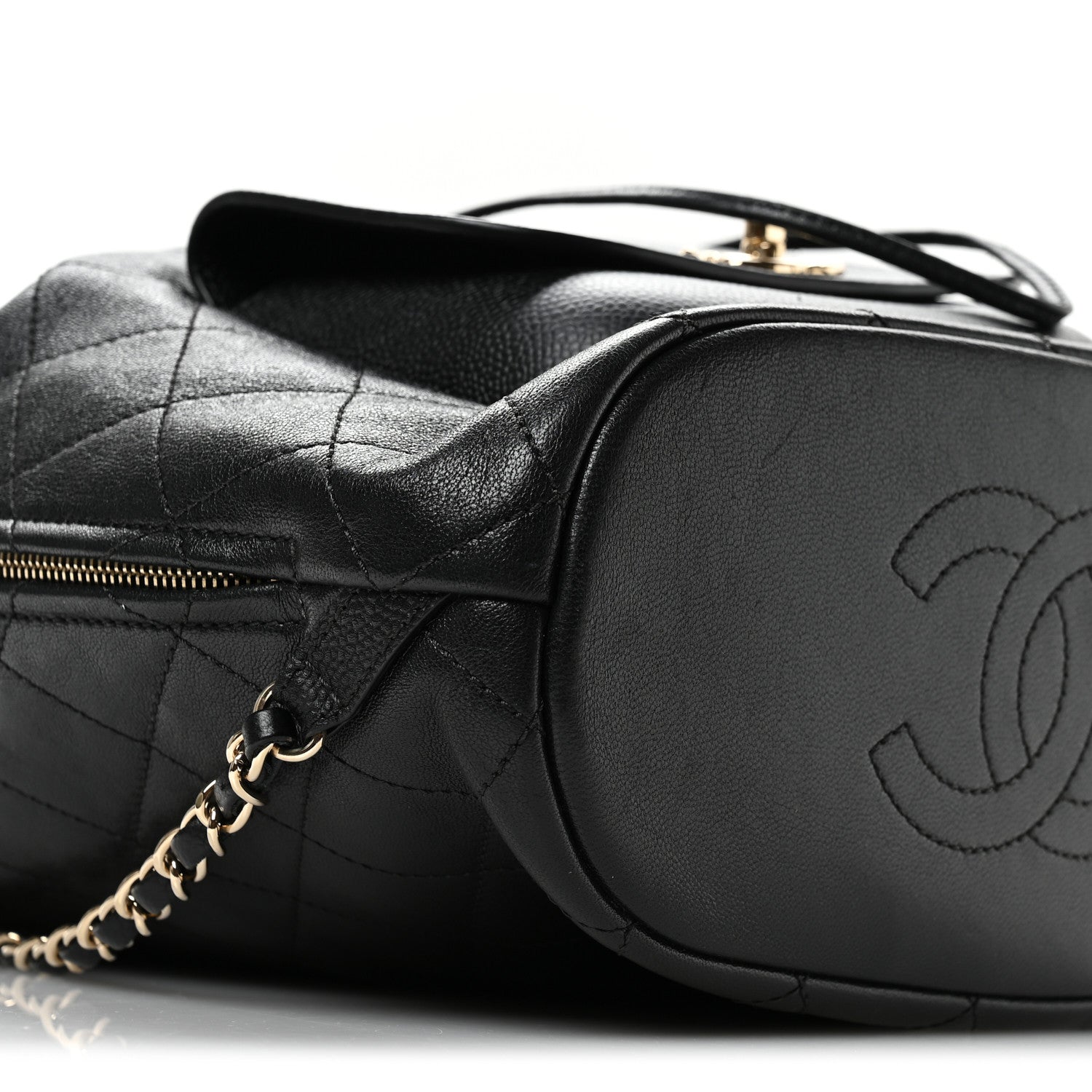Chanel Sheepskin Caviar Quilted Daily Round Backpack Black 9 of 10