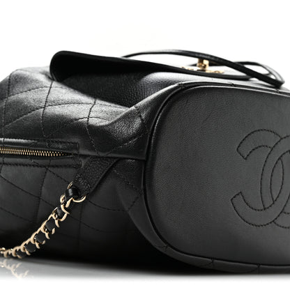 Chanel Sheepskin Caviar Quilted Daily Round Backpack Black 9 of 10