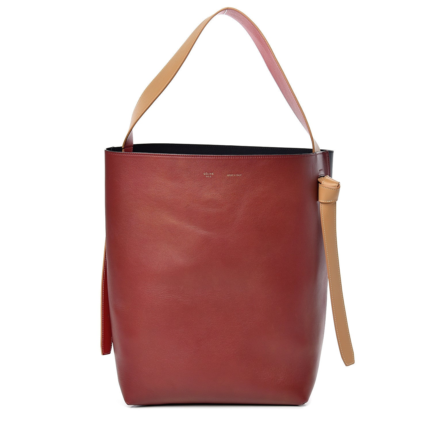 Celine Shiny Smooth Calfskin Small Twisted Cabas Dark Ruby Navy 2 of 15