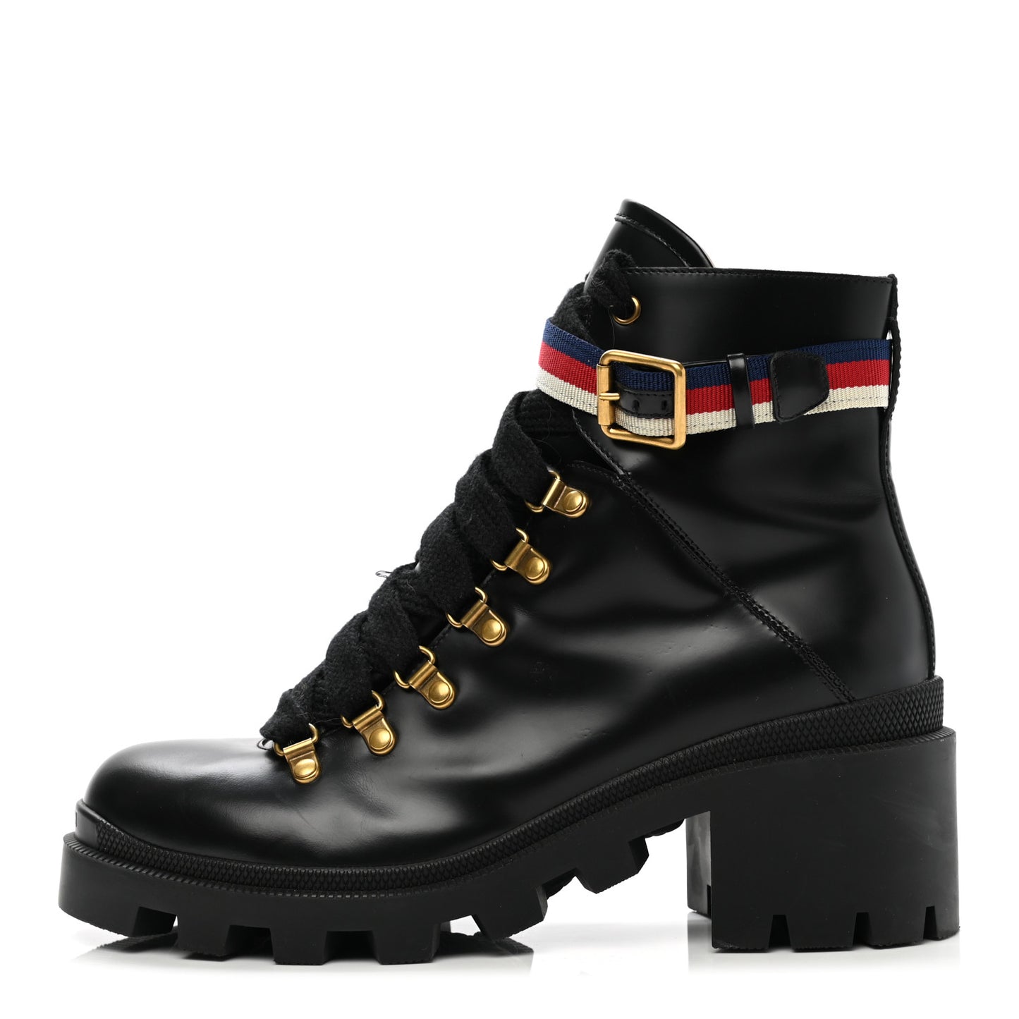 Calfskin Sylvie Web Womens Lace Up Combat Boots 39 Black