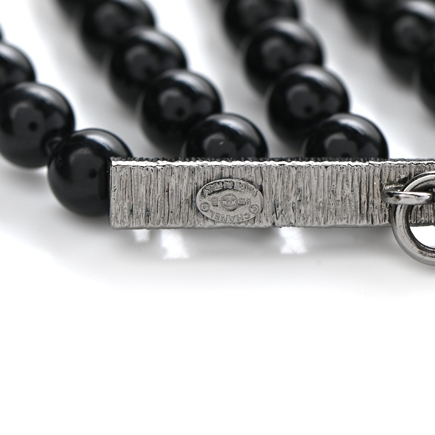 Chanel Graduated Pearl CC Multi Strand Short Necklace Ruthenium Grey Black 6 of 6
