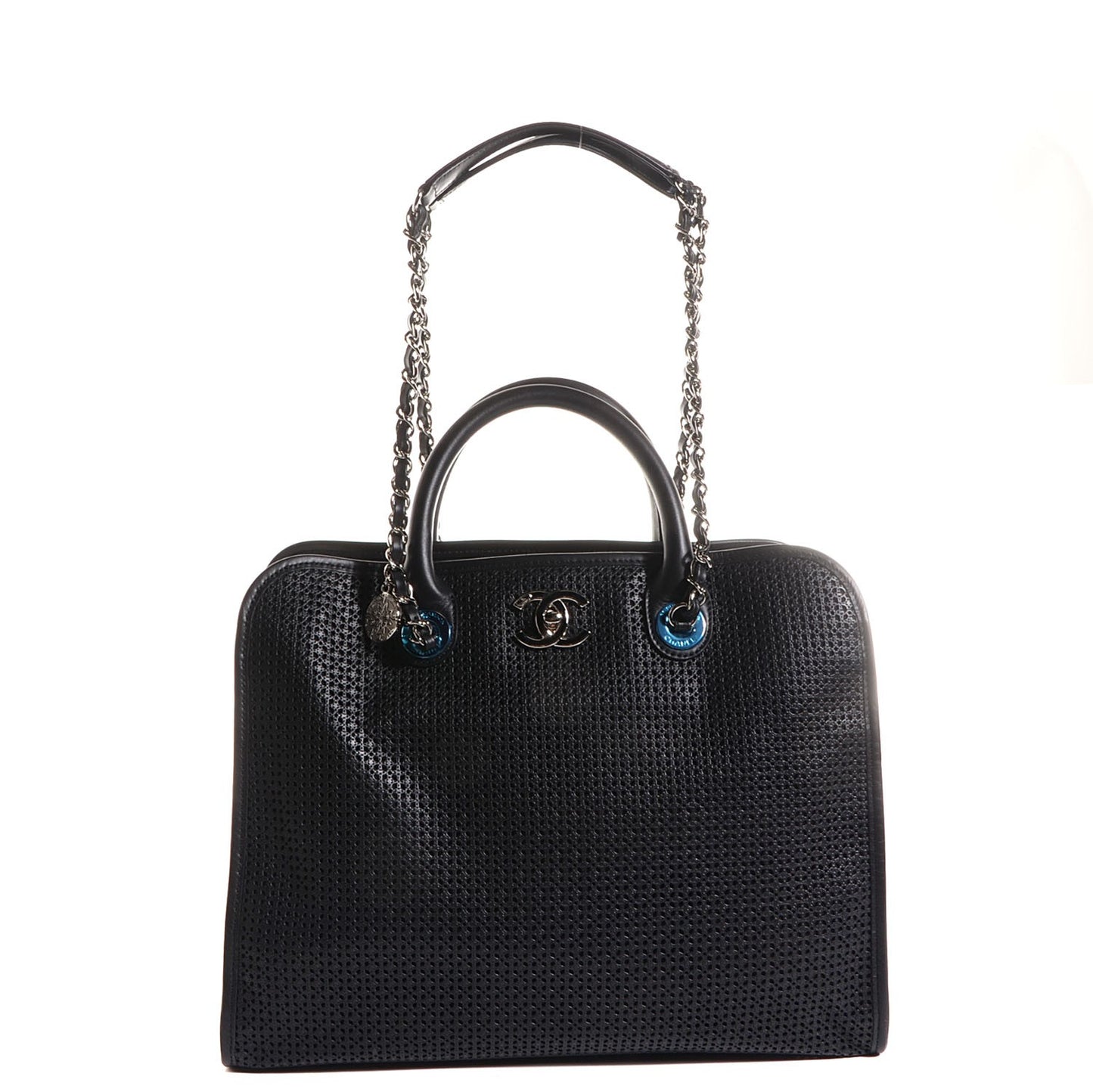 Calfskin Perforated Up In The Air Tote Black