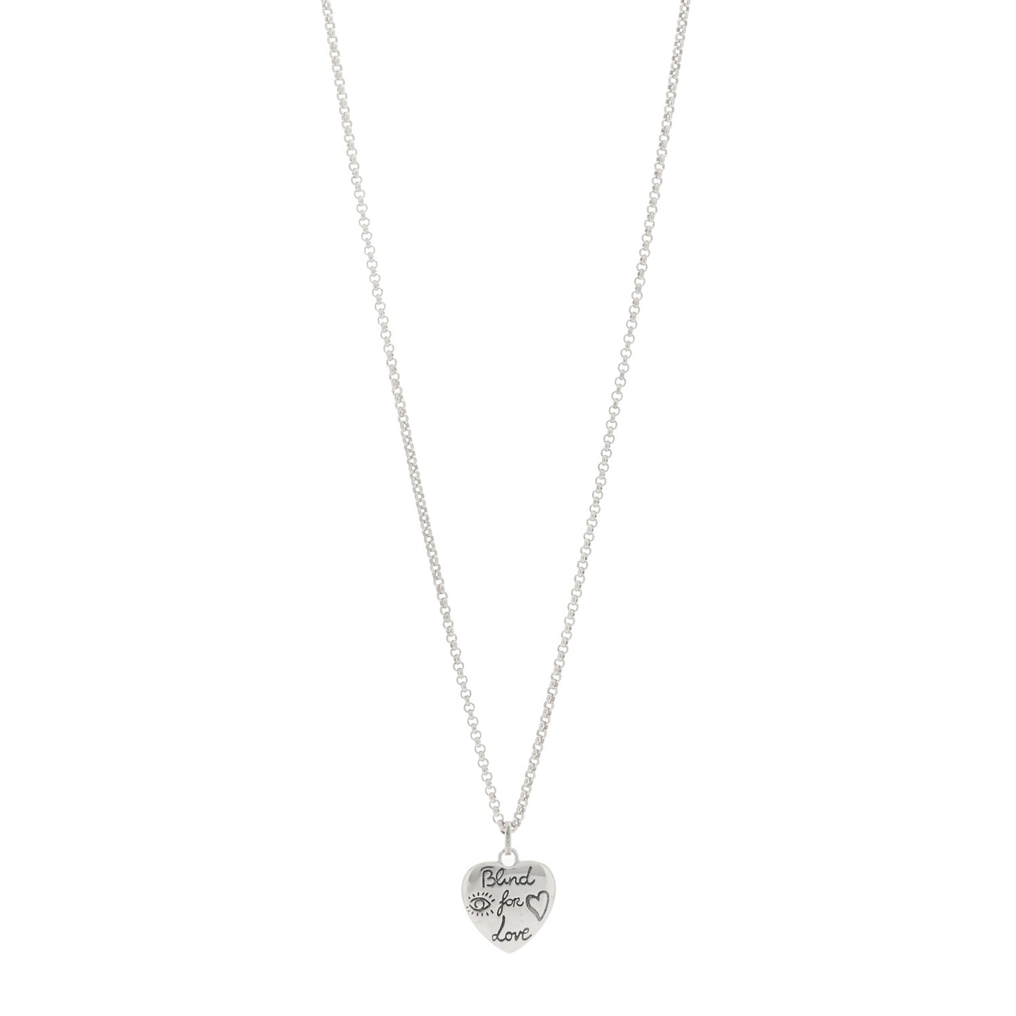 Sterling Silver Blind for Love Heart Pendant Necklace