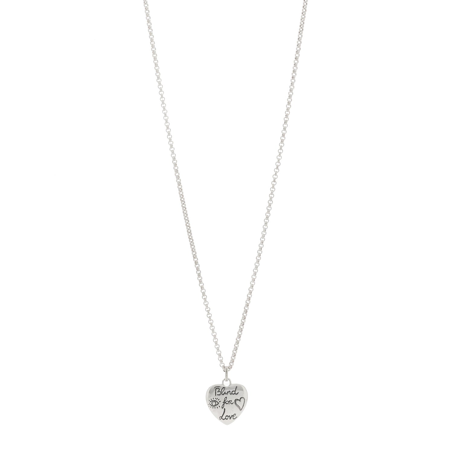Gucci Sterling Silver Blind for Love Heart Pendant Necklace 1 of 6
