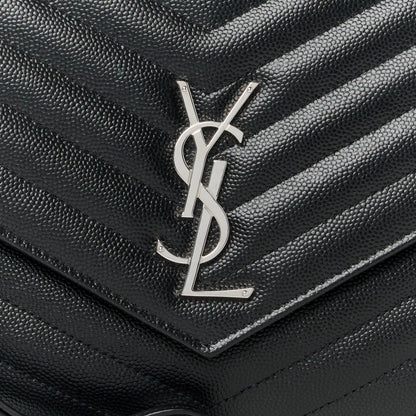 Saint Laurent Grain De Poudre Matelasse Chevron Monogram Envelope Clutch Black 8 of 10