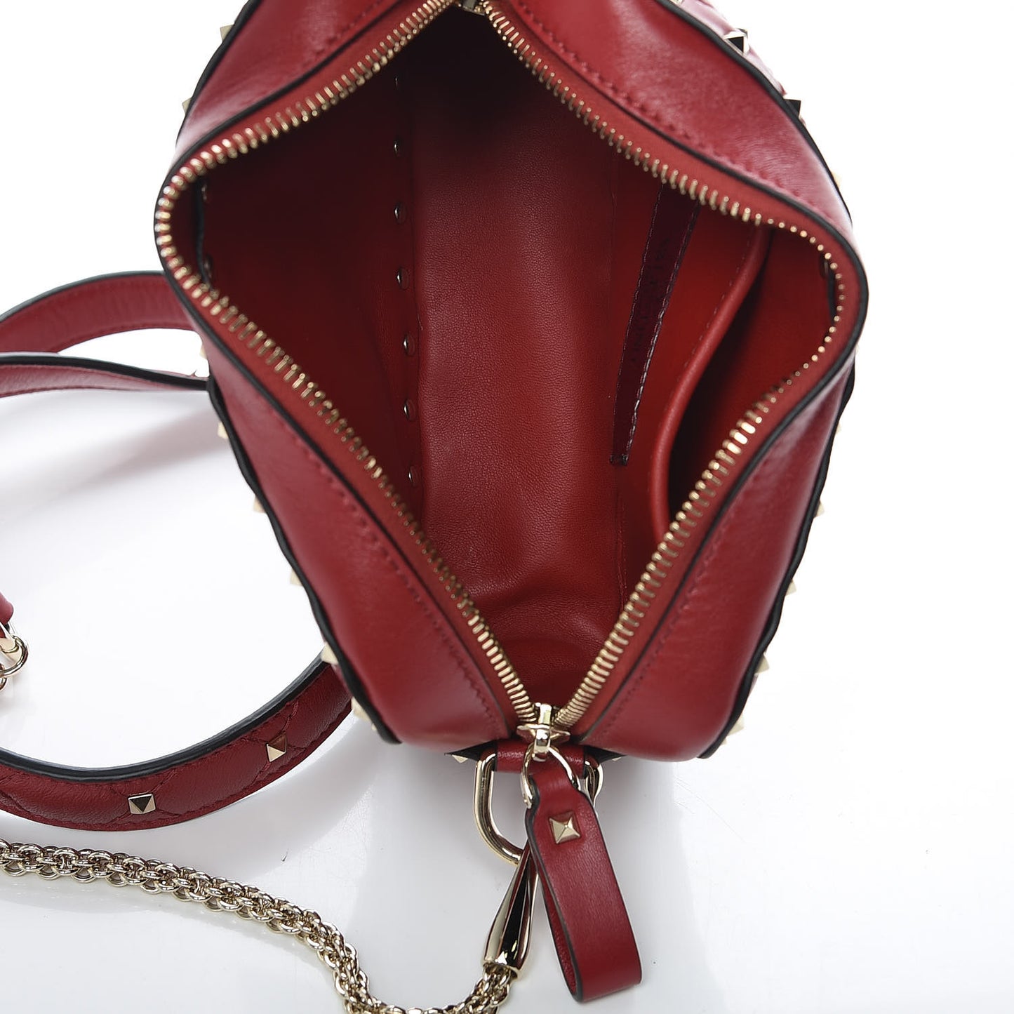 Nappa Rockstud Spike Camera Crossbody Bag Rosso Valentino