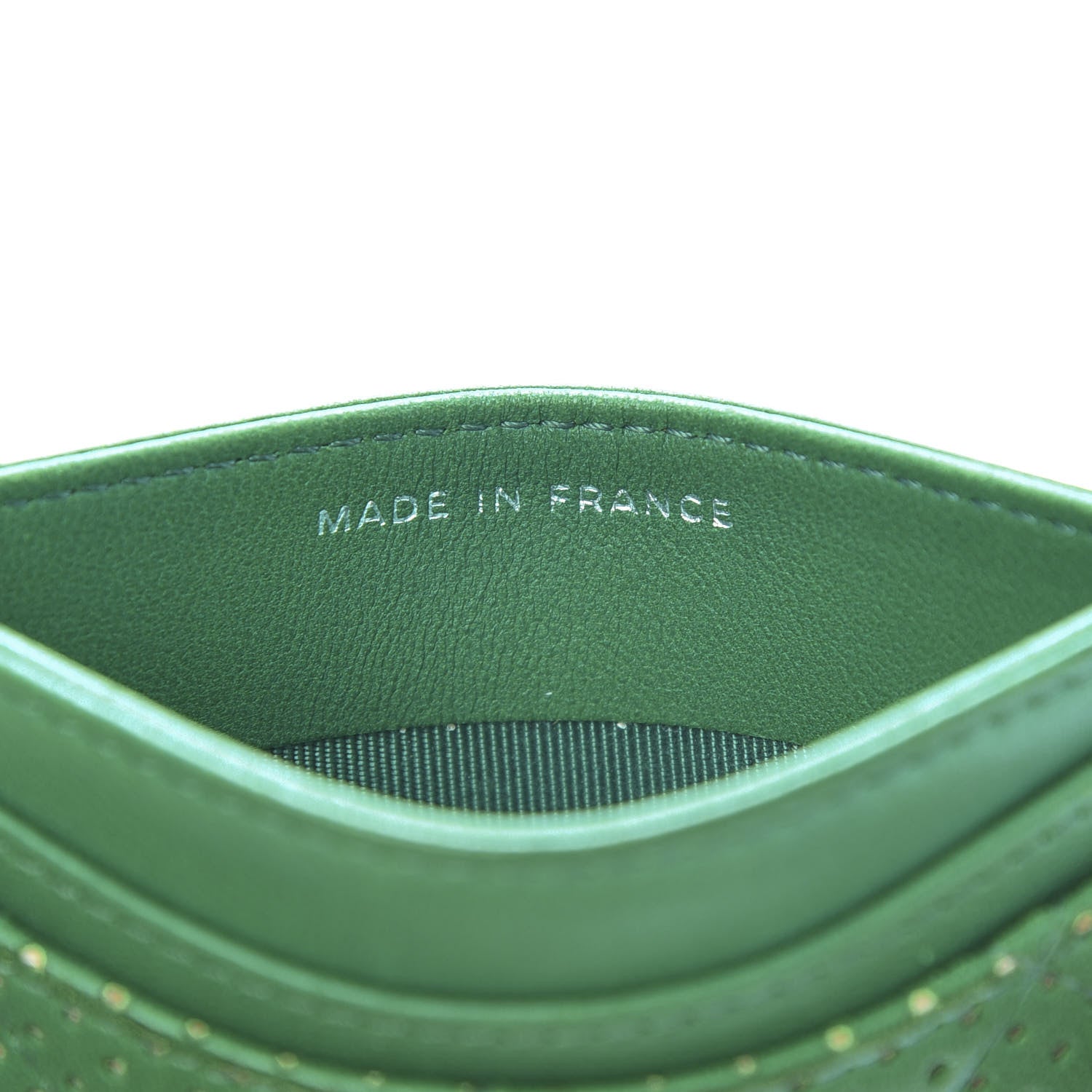 Chanel Perforated Lambskin Quilted Card Holder Green 7 of 12
