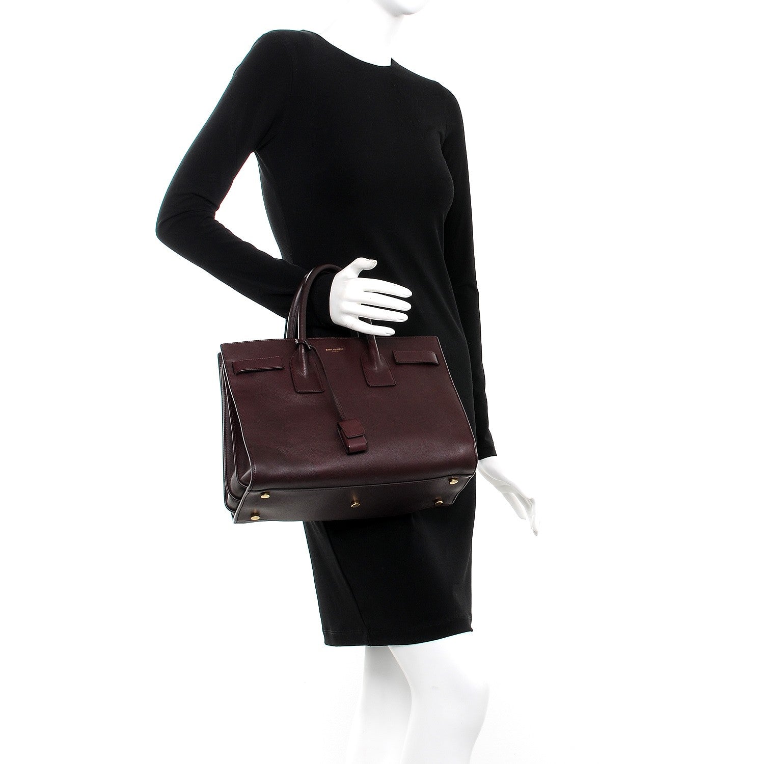 Saint Laurent Calfskin Small Sac De Jour Amarena 3 of 8