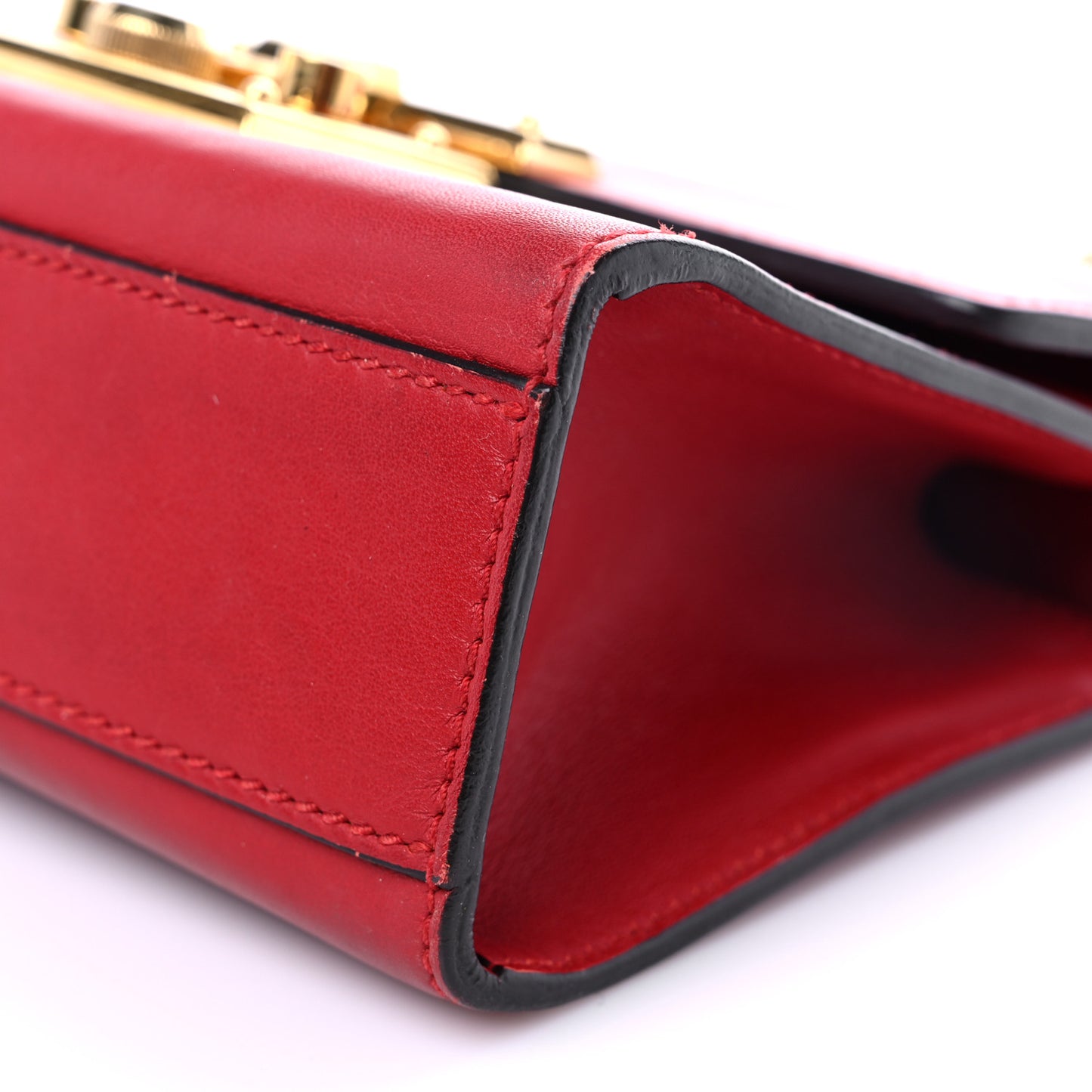Calfskin Small Padlock Shoulder Bag Hibiscus Red