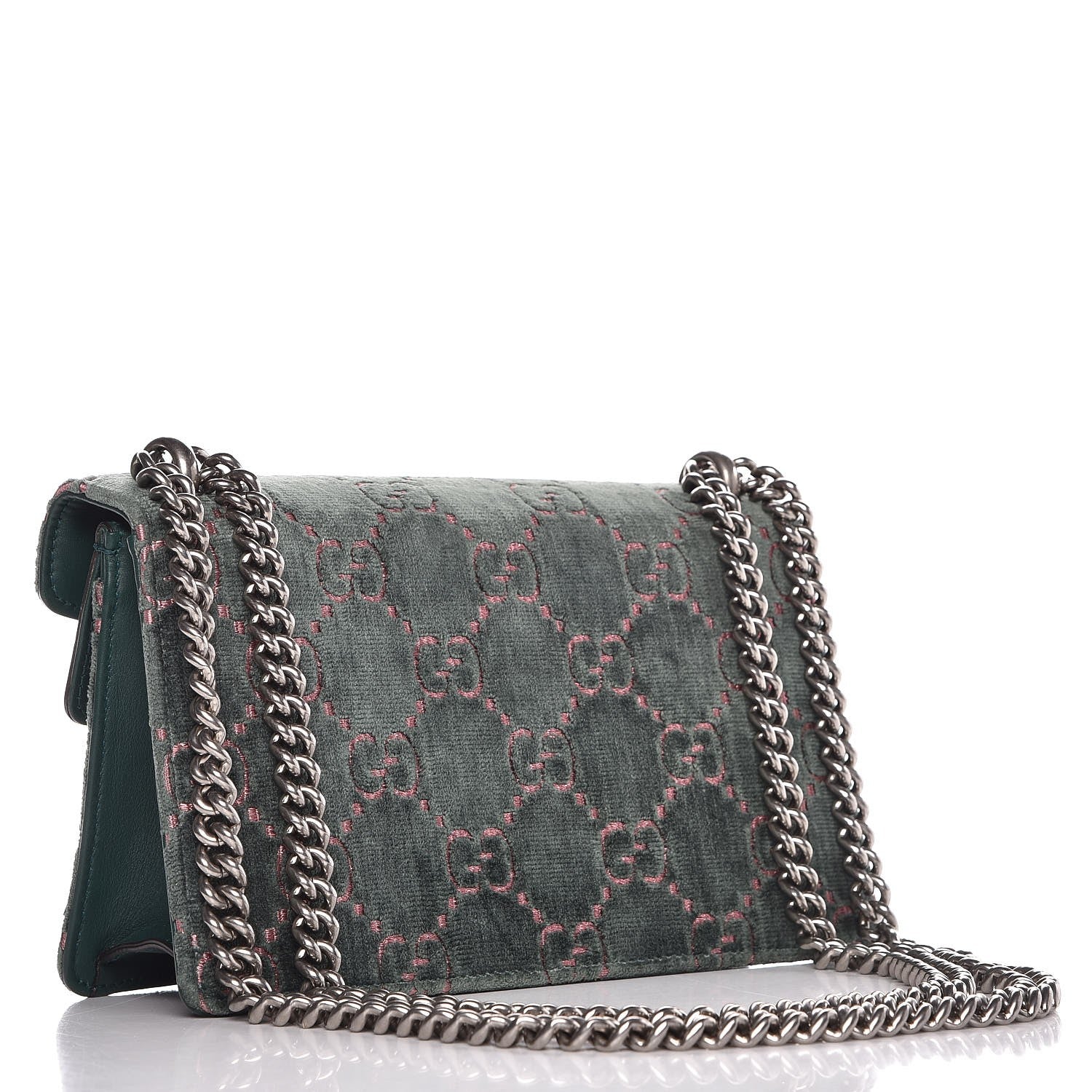 Gucci Velvet Moon Calfskin Crystal GG Monogram Small Dionysus Shoulder Bag Avio Dusty Pink Black Diamond 3 of 12