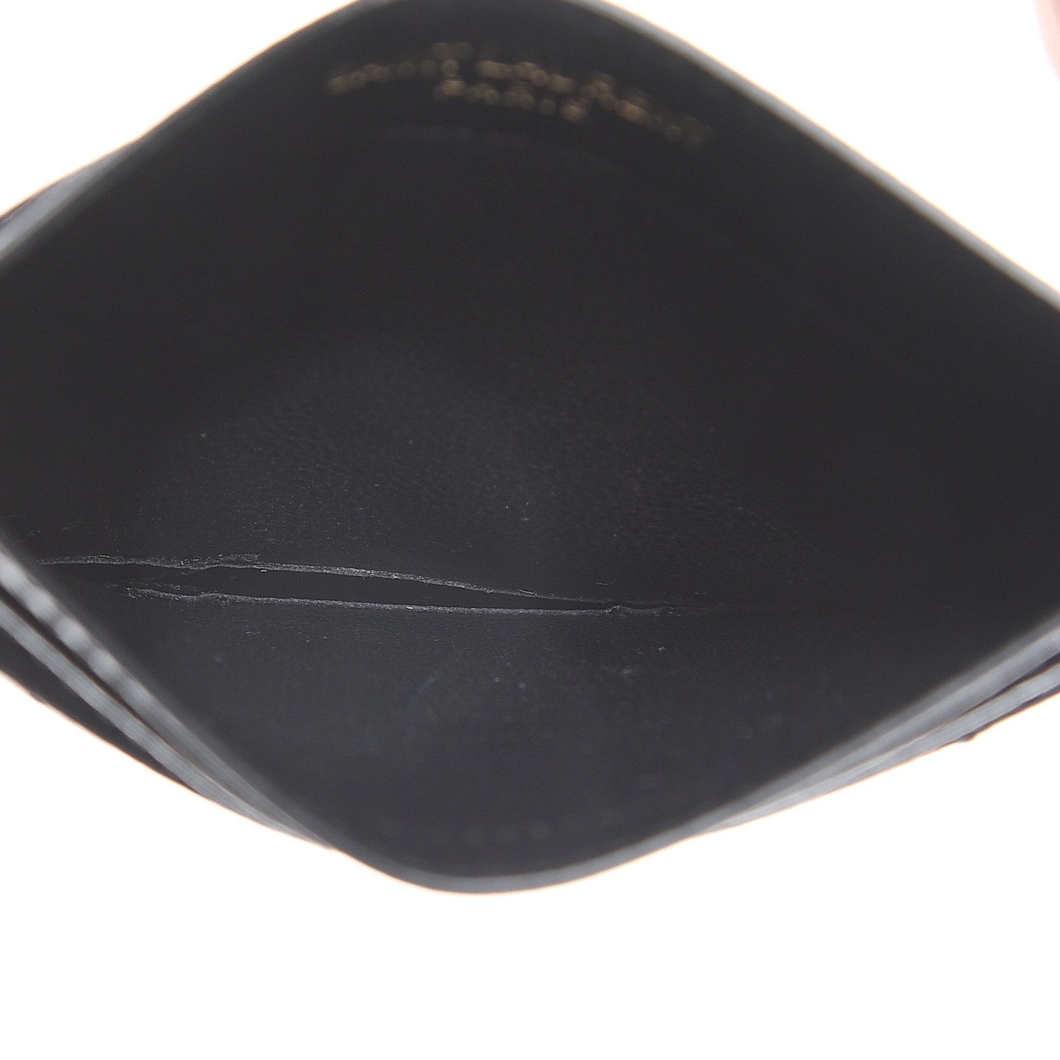 Saint Laurent Grain De Poudre Matelasse Chevron Monogram Credit Card Case Black 4 of 5