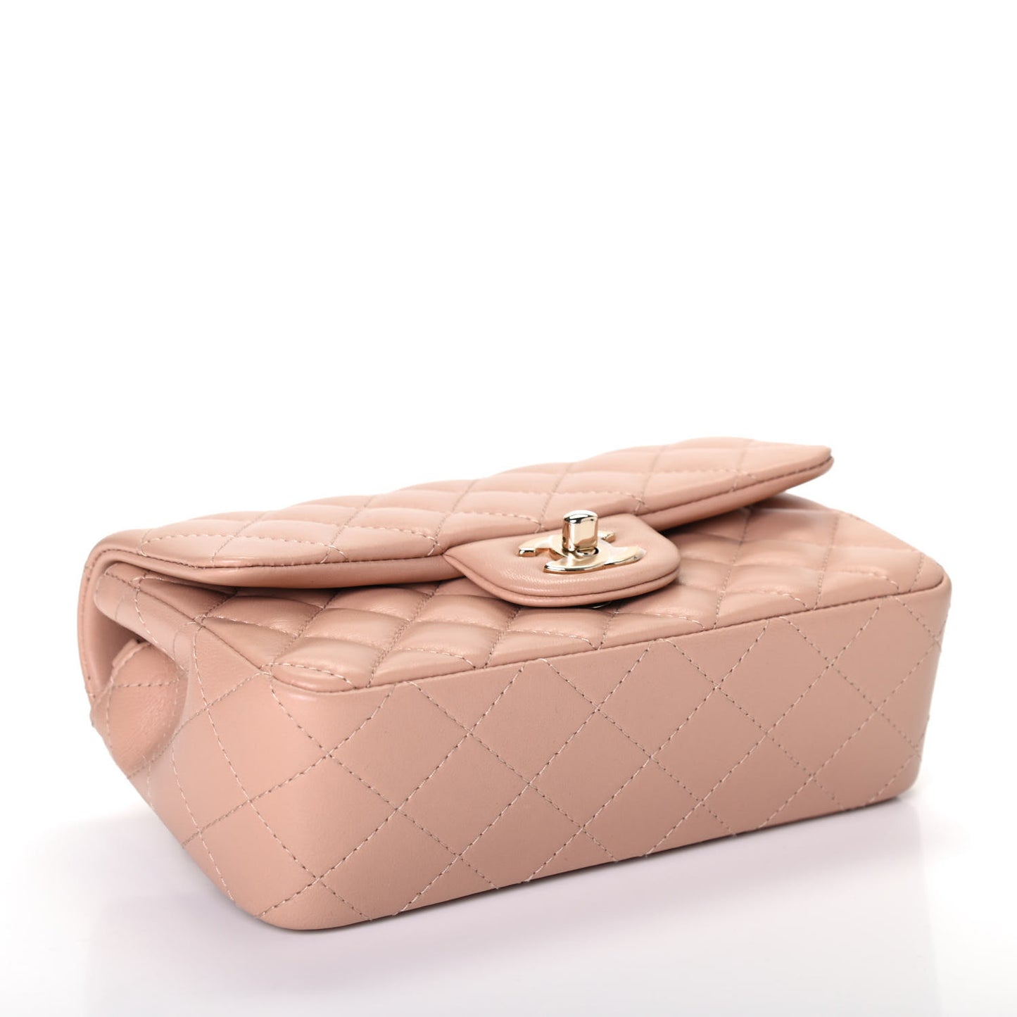 Lambskin Quilted Mini Rectangular Flap Beige