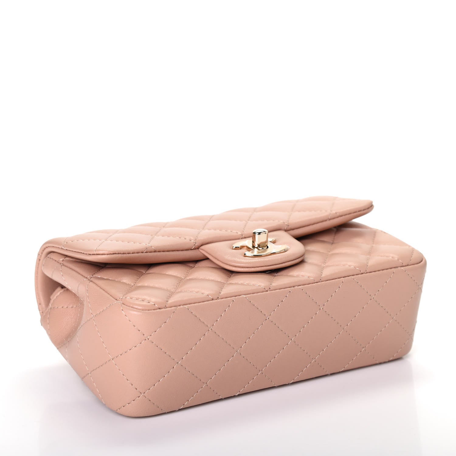 Chanel Lambskin Quilted Mini Rectangular Flap Beige 3 of 4