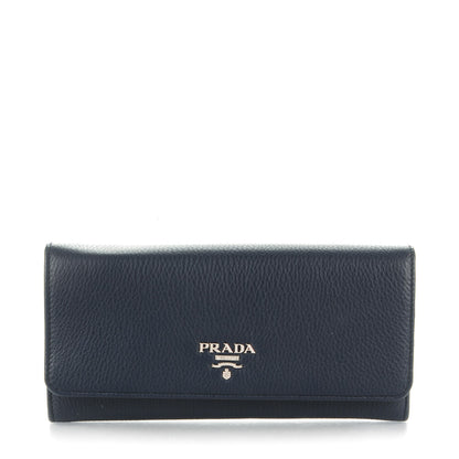 Prada Vitello Phenix Continental Flap Wallet Baltico 1 of 8