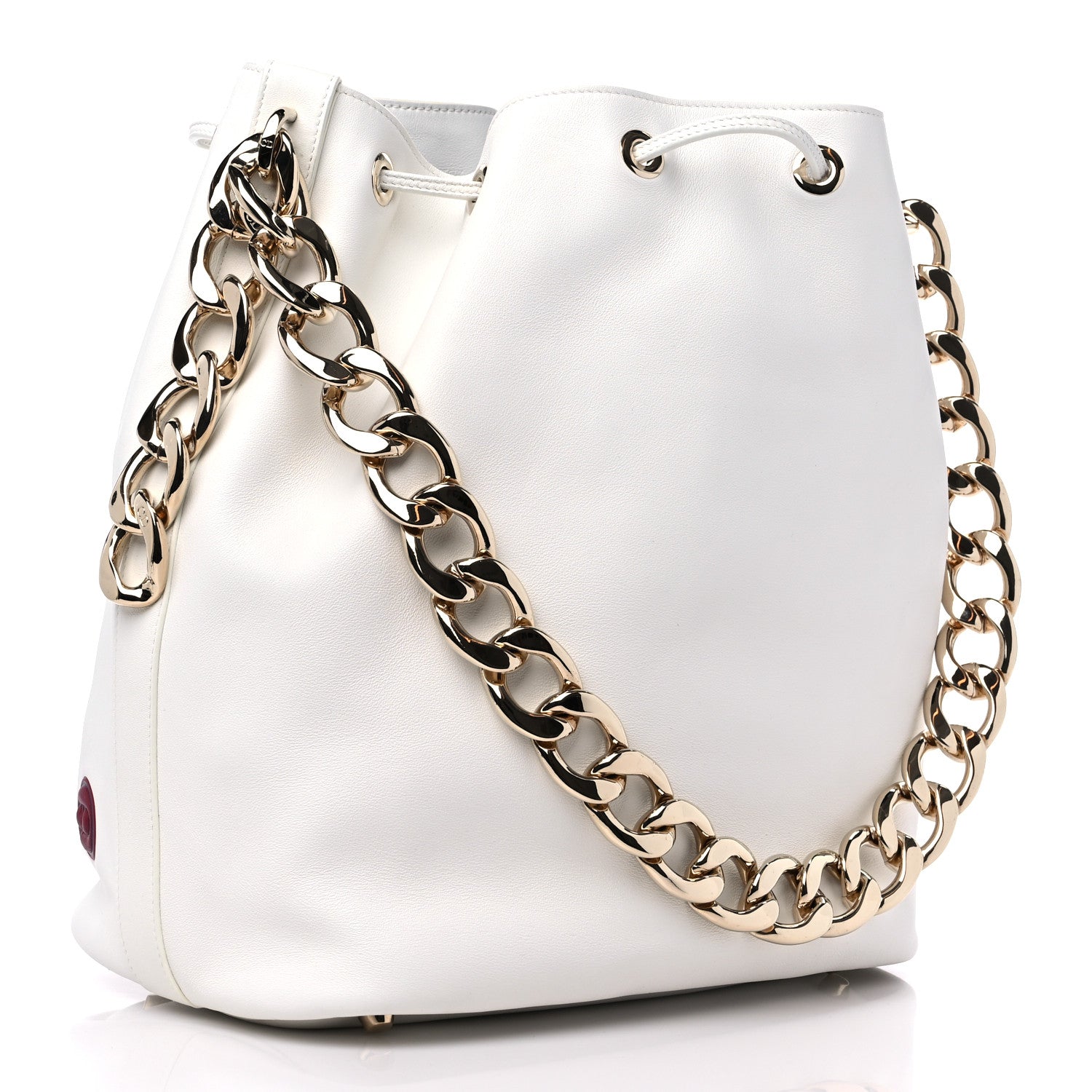 Christian Dior Calfskin Paradise Bubble Bucket Bag White 3 of 10