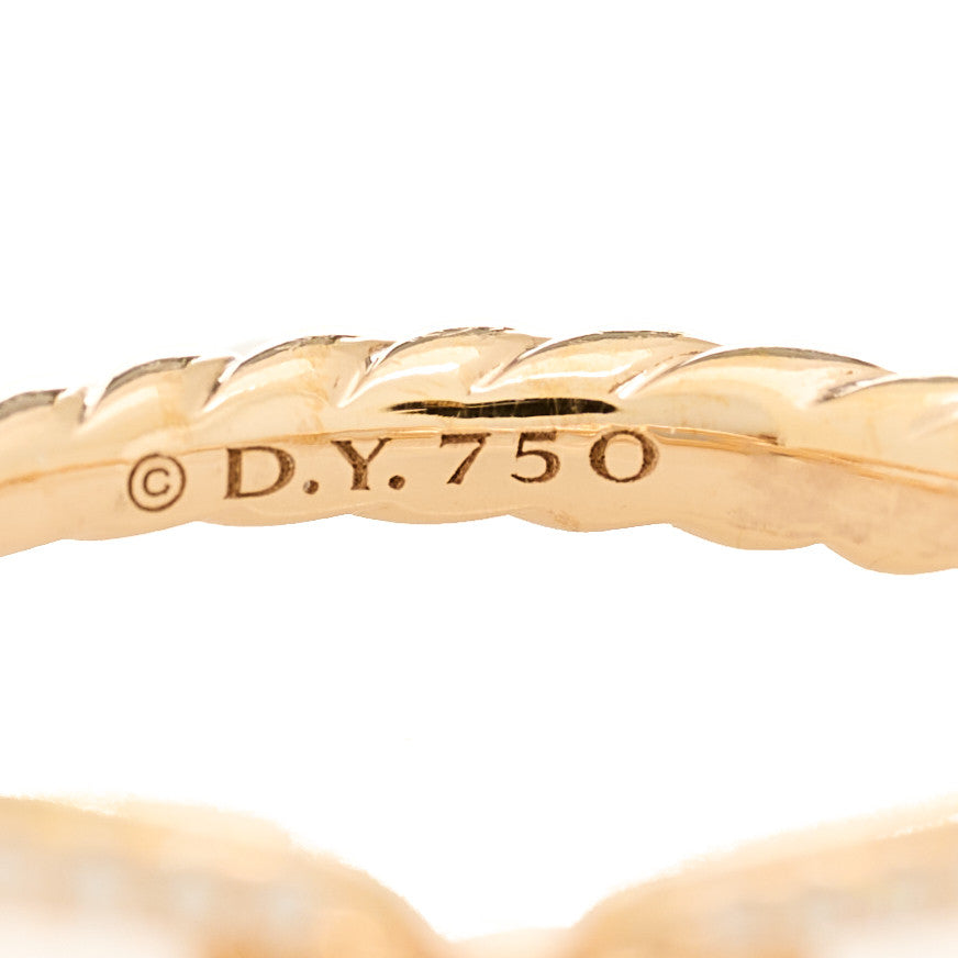David Yurman 18K Rose Gold Diamond 4.5mm Stax Single Row Chain Link Ring 51 5.75 4 of 5