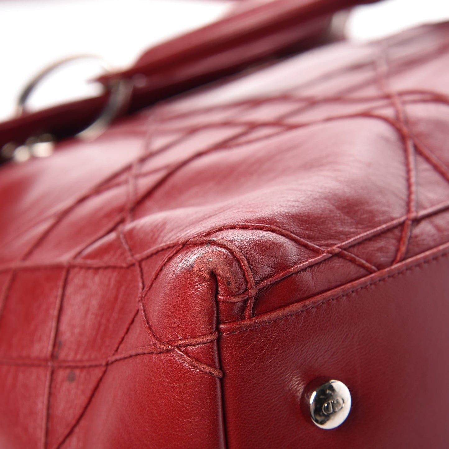 Lambskin Cannage Medium Granville Tote Red