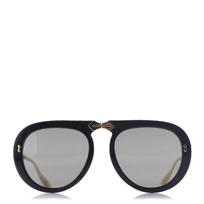 Gucci Acetate Crystal Foldable Aviator Sunglasses GG0307S Black 2 of 9
