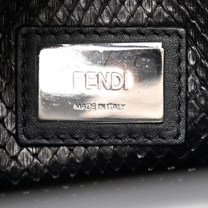 Fendi Vitello Seta Snakeskin Crocodile Monster Eyes Medium Peekaboo Iconic Satchel Black Girasole 8 of 17