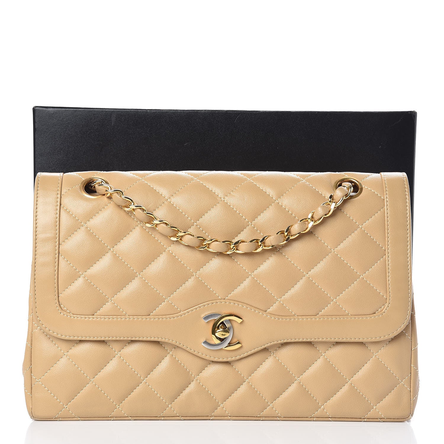 Chanel Lambskin Quilted Medium Double Flap Beige 15 of 15