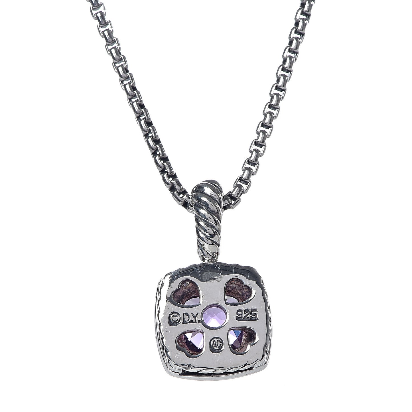 Sterling Silver Diamond Amethyst 7mm Petite Albion Pendant Necklace